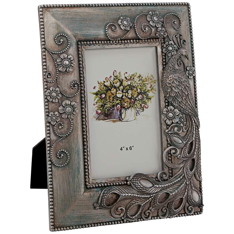 Image 1 Delilah Blue and Silver Peacock 4x6 Photo Frame