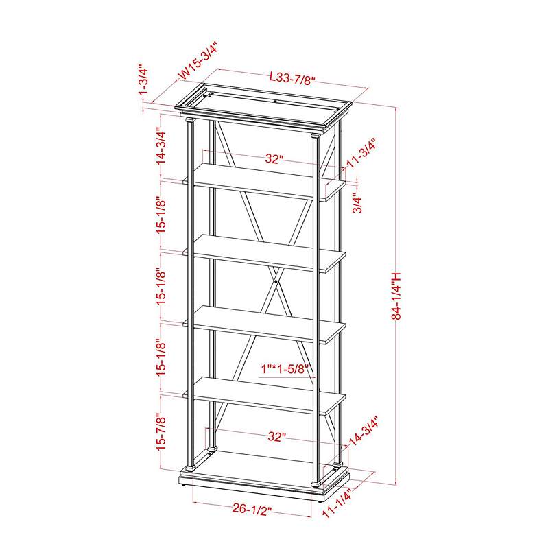 Image 5 Delonge 15 3/4" Wide Antique Blue and Black 5-Shelf Bookcase more views