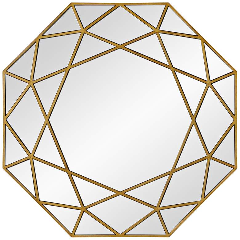 Image 1 Deloro Brushed Gold Veneer 40" x 40" Oversize Octagon Wall Mirror
