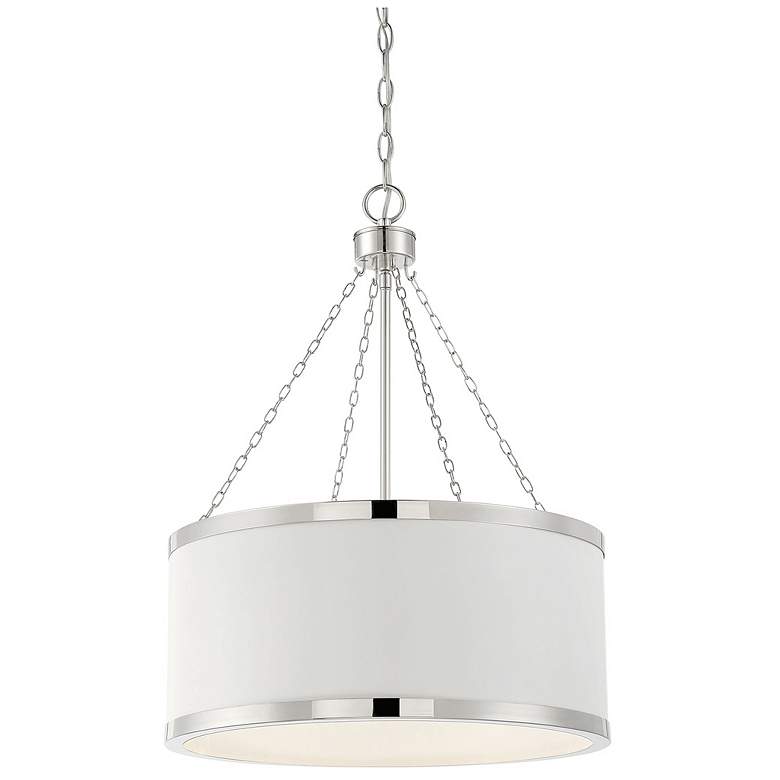 Image 1 Delphi 19" Wide Polished Nickel and and White Pendant Light