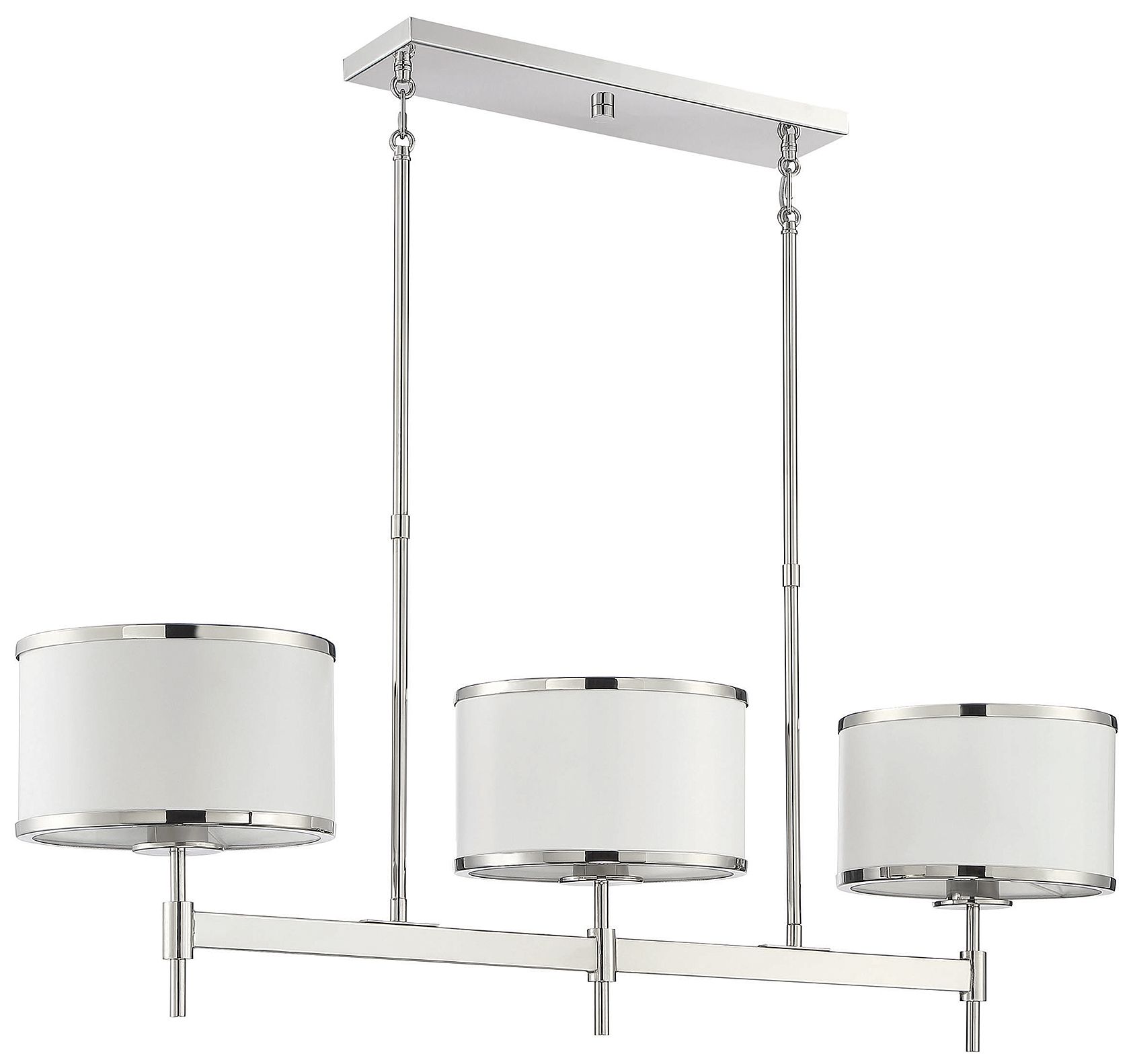 Image 2 Delphi 3-Light Linear Chandelier in White with Polished Nickel Acccents more views
