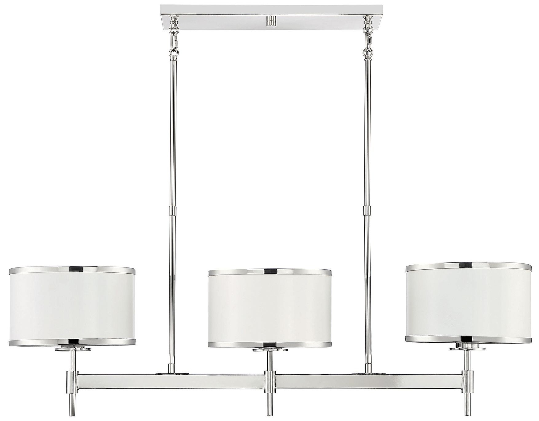 Image 3 Delphi 3-Light Linear Chandelier in White with Polished Nickel Acccents more views