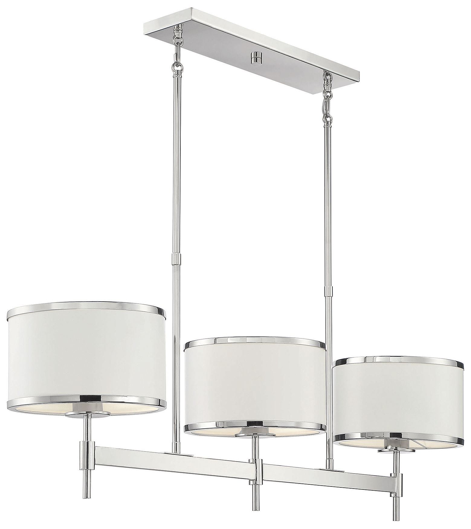 Image 4 Delphi 3-Light Linear Chandelier in White with Polished Nickel Acccents more views