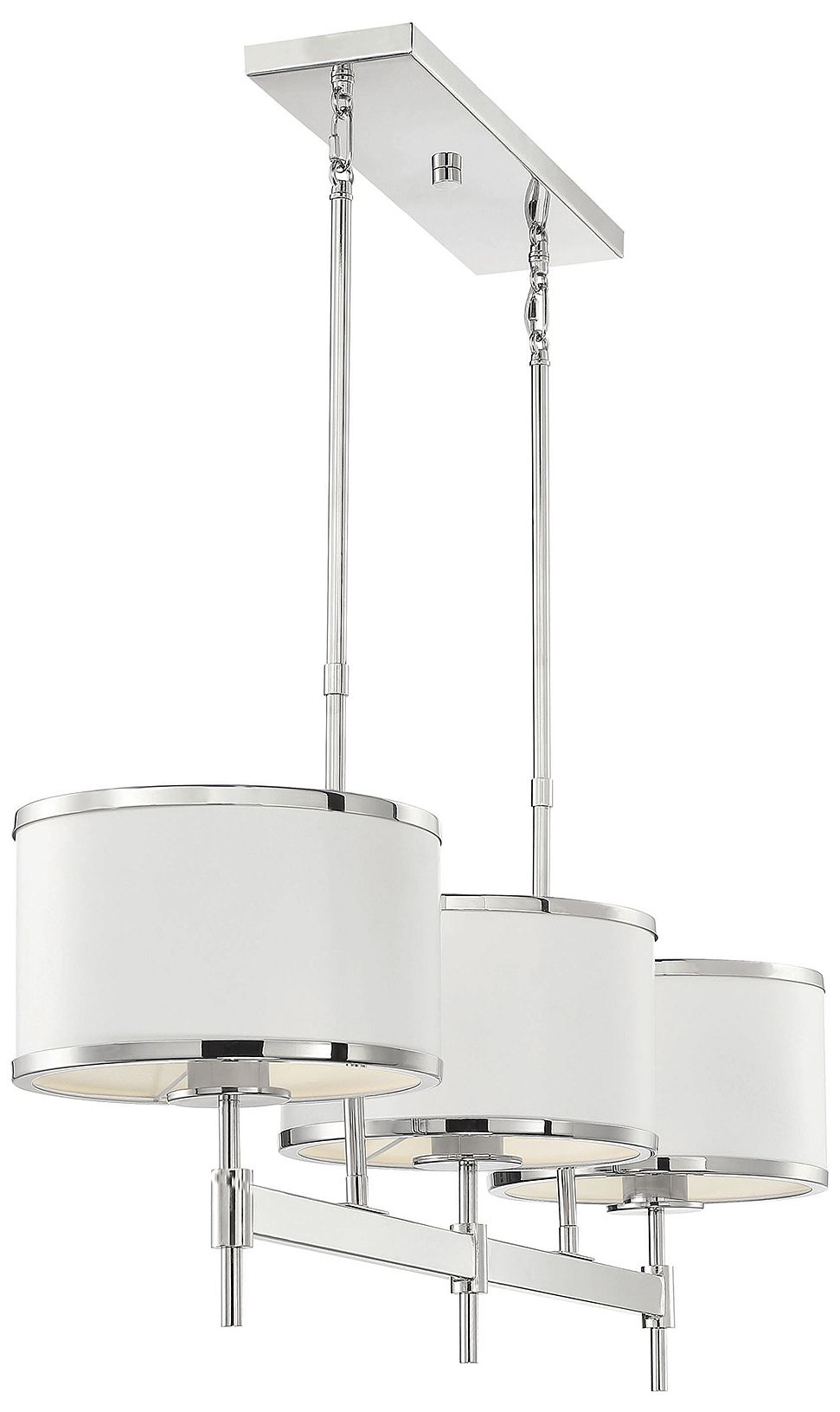 Image 5 Delphi 3-Light Linear Chandelier in White with Polished Nickel Acccents more views