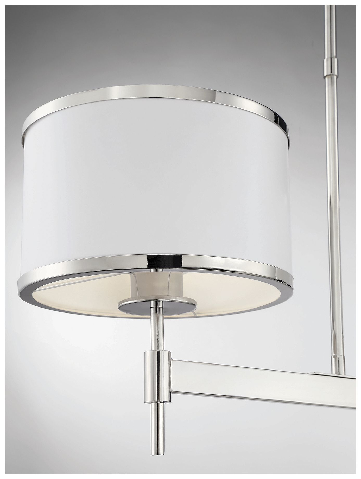 Image 6 Delphi 3-Light Linear Chandelier in White with Polished Nickel Acccents more views