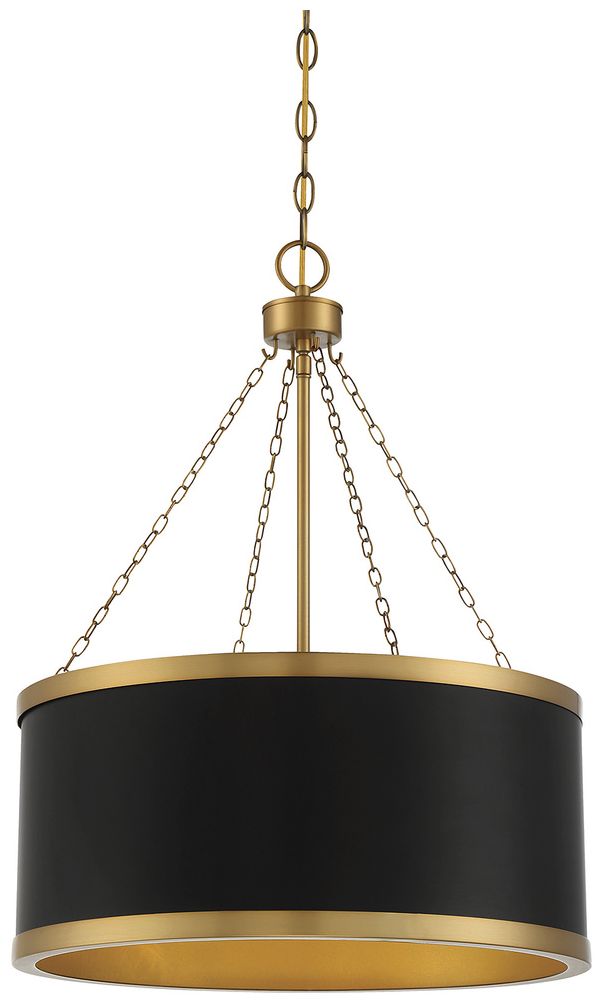 Image 2 Delphi 6-Light Pendant in Matte Black with Warm Brass Accents