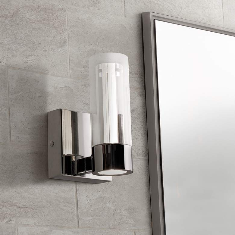 Image 1 Delphia 8" High Polished Chrome Metal LED Wall Sconce