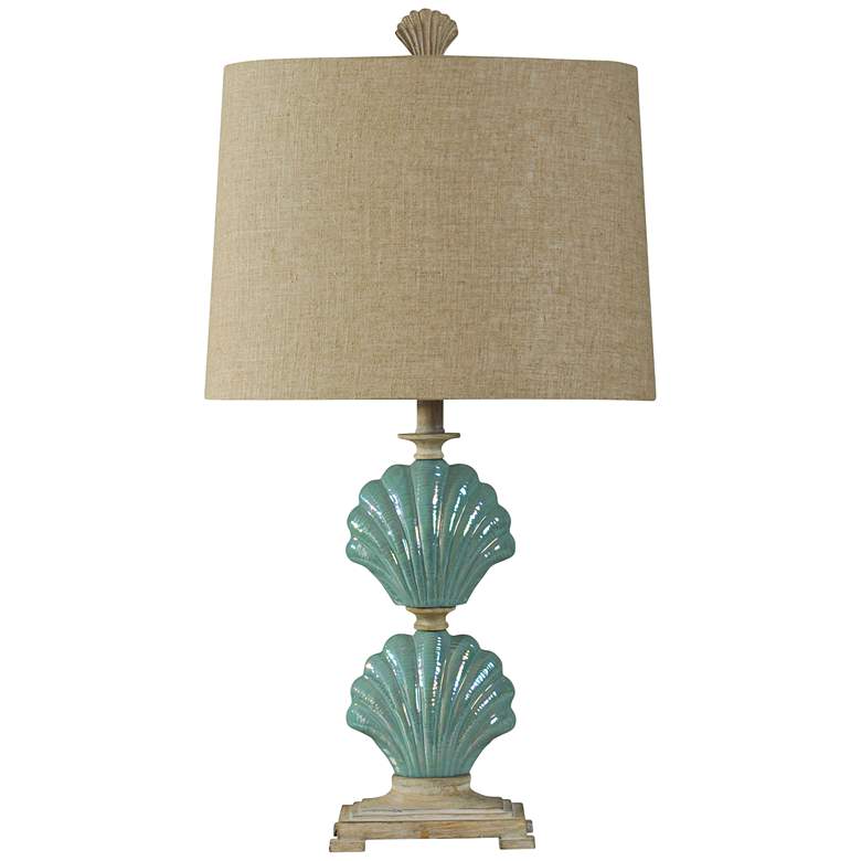 Image 1 Delphina Gili 31 inch Beach Blue-Green Seashell Table Lamp