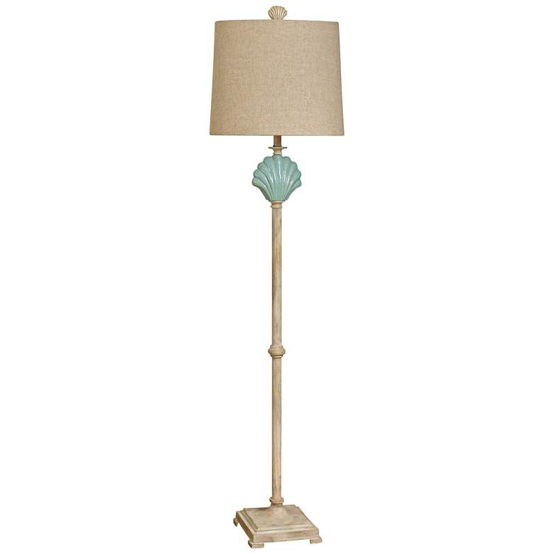 Image 2 Delphina Gili Beach 65 inch Faux Wood Coastal Seashell Floor Lamp