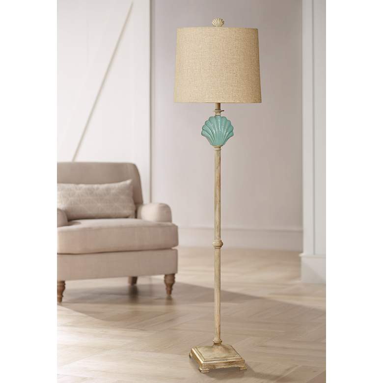 Image 1 Delphina Gili Beach Blue-Green Seashell Floor Lamp