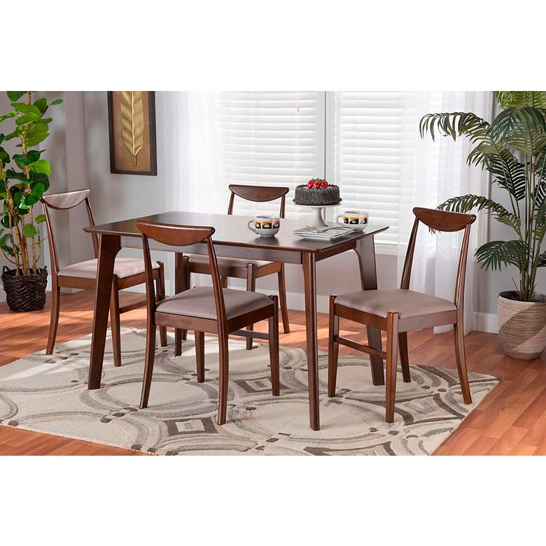 Image 1 Delphina Warm Gray Fabric 5-Piece Dining Table and Chair Set