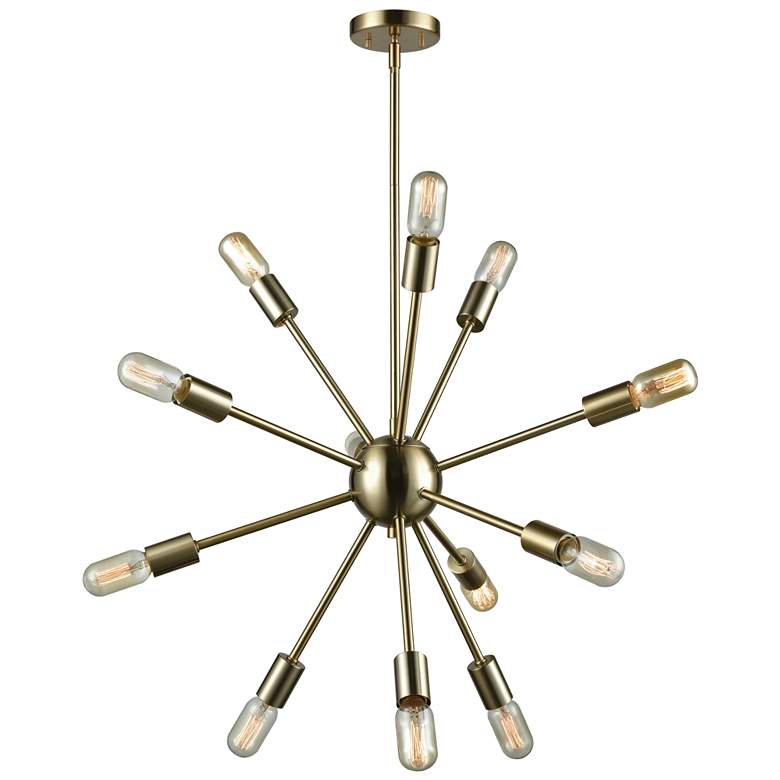 Image 1 Delphine 27 inch Wide 12-Light Chandelier - Satin Brass