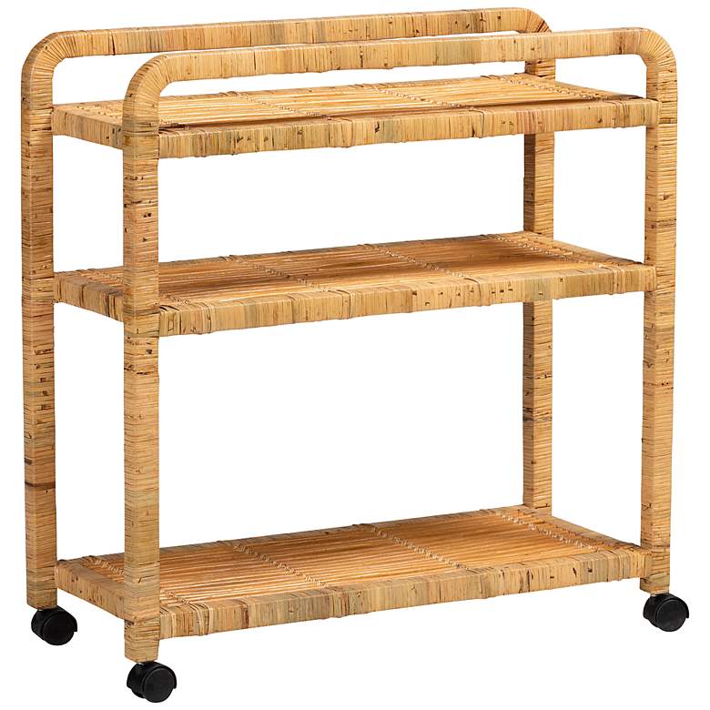 Image 2 Delphine 33 1/2" Wide Natural Brown Rattan Kitchen Cart