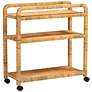 2_Delphine 33 1/2" Wide Natural Brown Rattan Kitchen Cart
