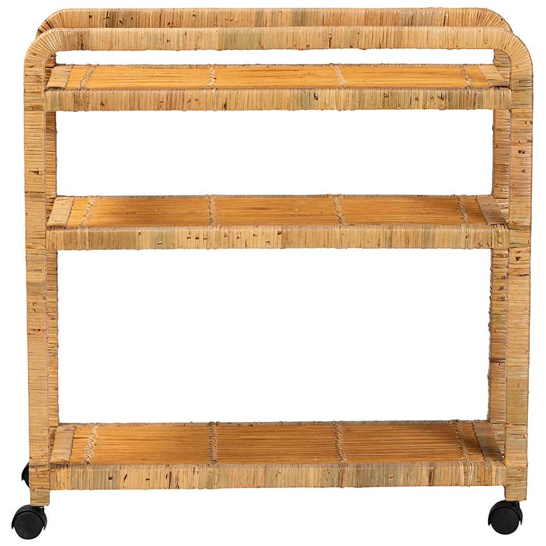Image 6 Delphine 33 1/2" Wide Natural Brown Rattan Kitchen Cart more views
