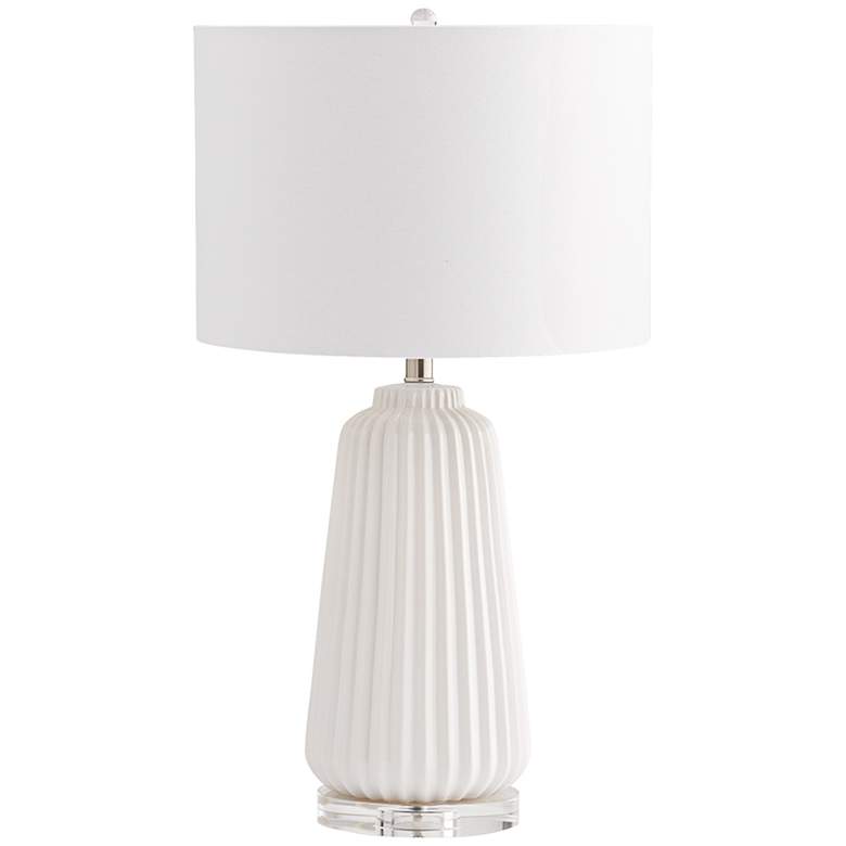 Image 1 Delphine Double-White Ridged Ceramic Table Lamp