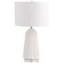 Delphine Double-White Ridged Ceramic Table Lamp