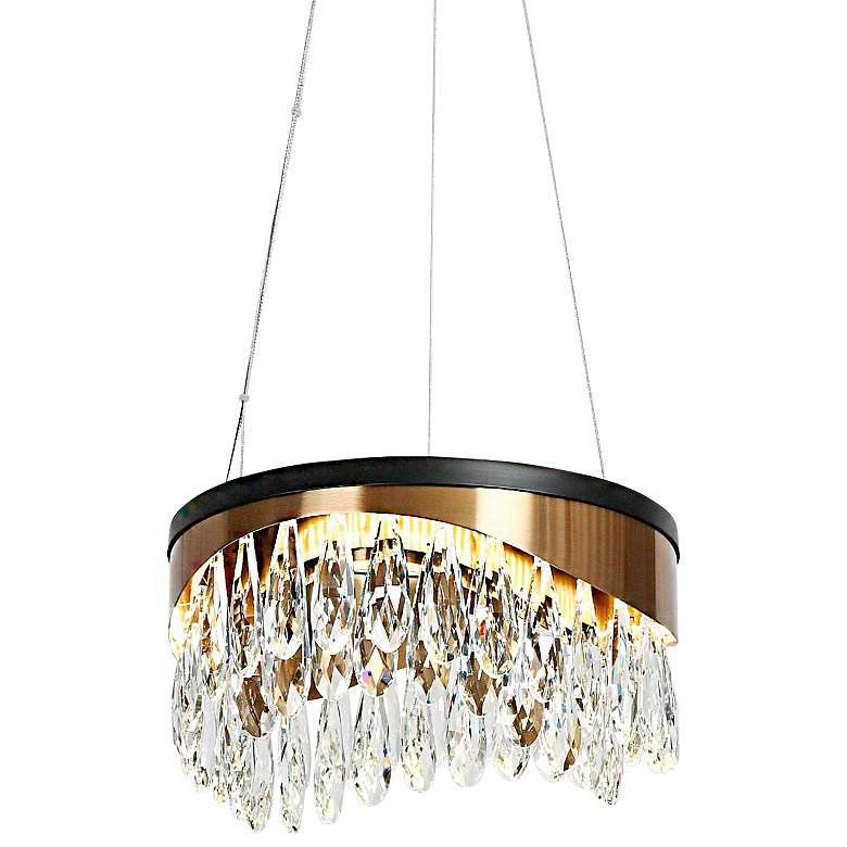 Image 2 Delphinium 11 3/4" Wide Brass and Black LED Mini Chandelier