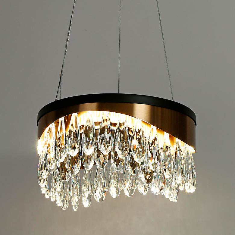 Image 7 Delphinium 11 3/4" Wide Brass and Black LED Mini Chandelier more views