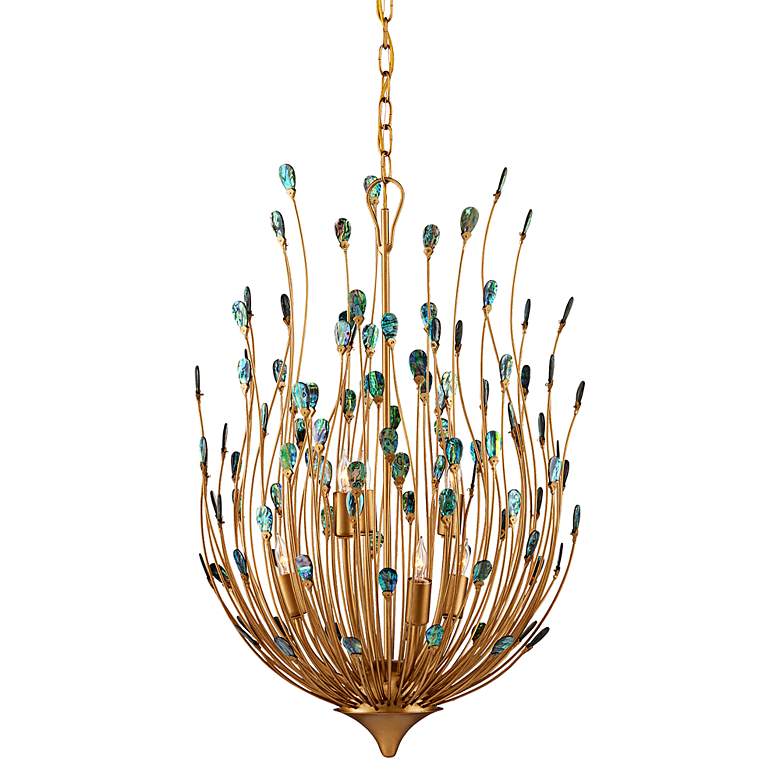 Image 1 Delphos 19 1/2" Wide Gold and Turquoise 6-Light Chandelier