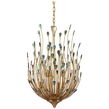 Delphos 19 1/2" Wide Gold and Turquoise 6-Light Chandelier