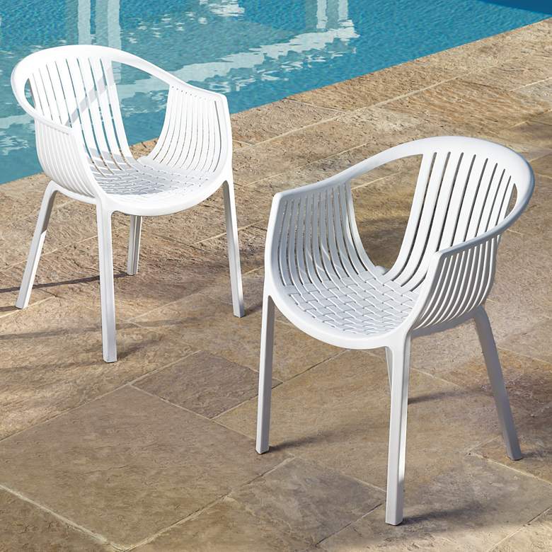 Image 1 Delray Bay White Outdoor Accent Chairs Set of 2