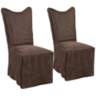 Delroy Chocolate Leather Slipcover Dining Chairs Set of 2