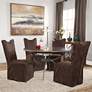 Delroy Chocolate Leather Slipcover Dining Chairs Set of 2