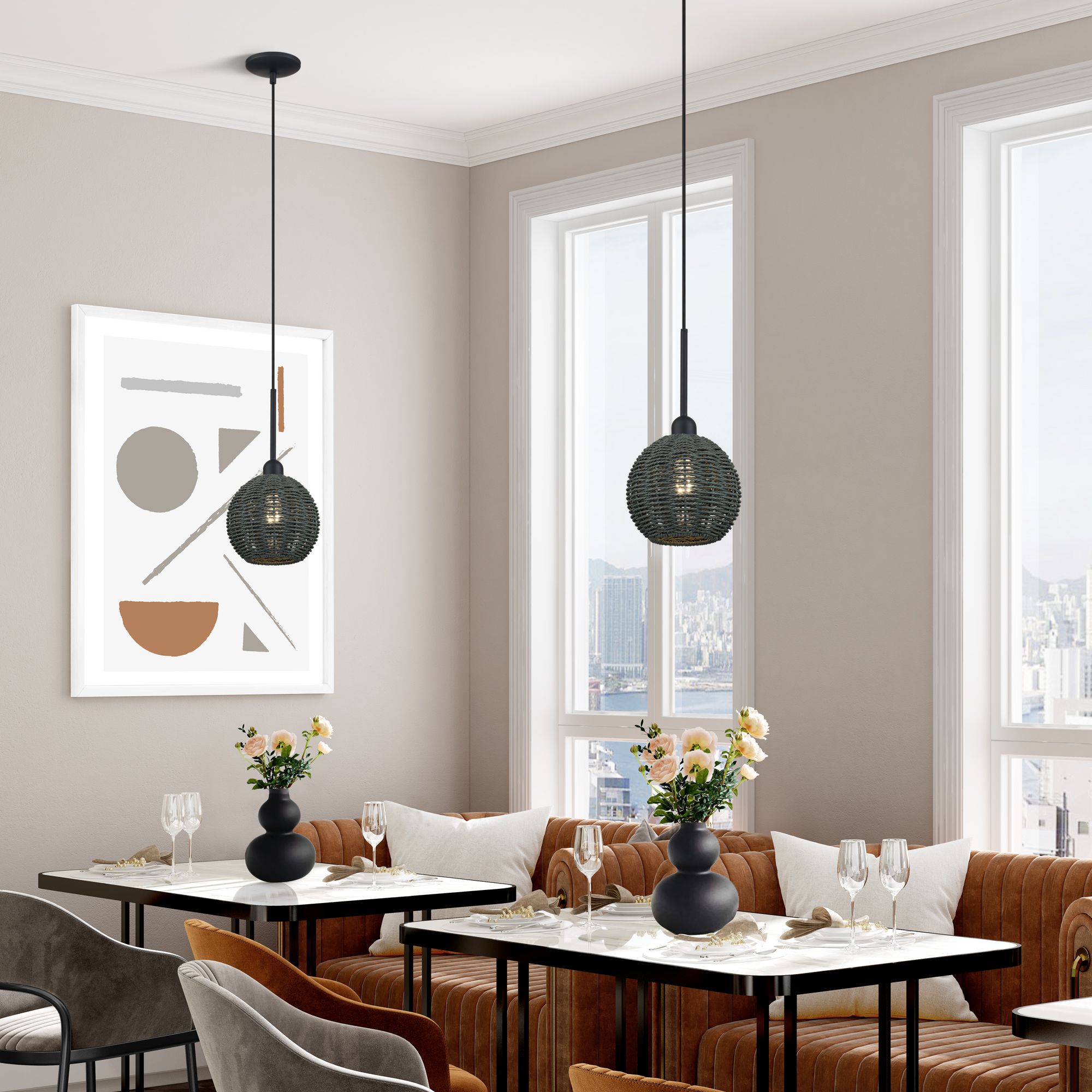 Deluna 1 Light Black Mini Globe Pendant