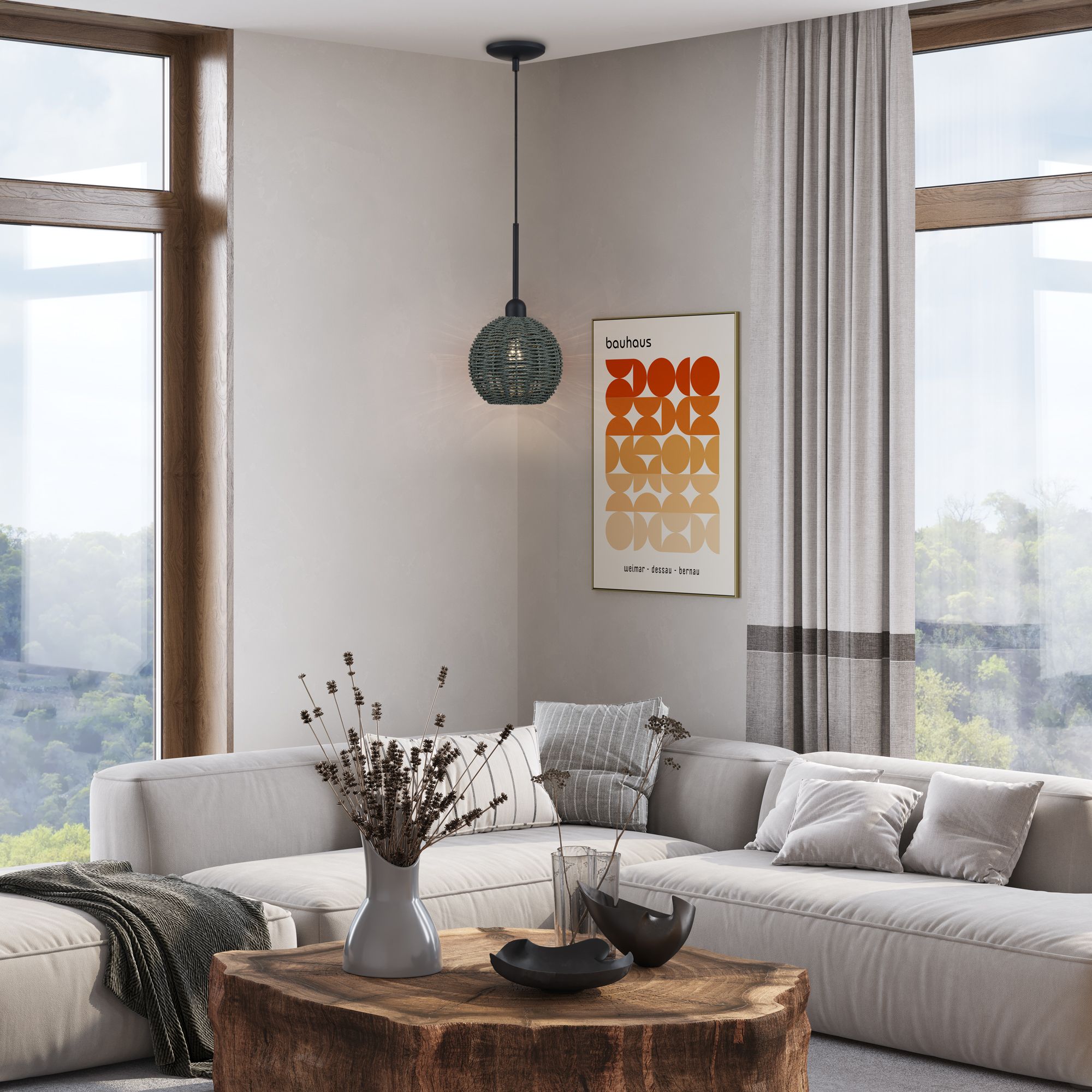 Deluna 1 Light Black Mini Globe Pendant