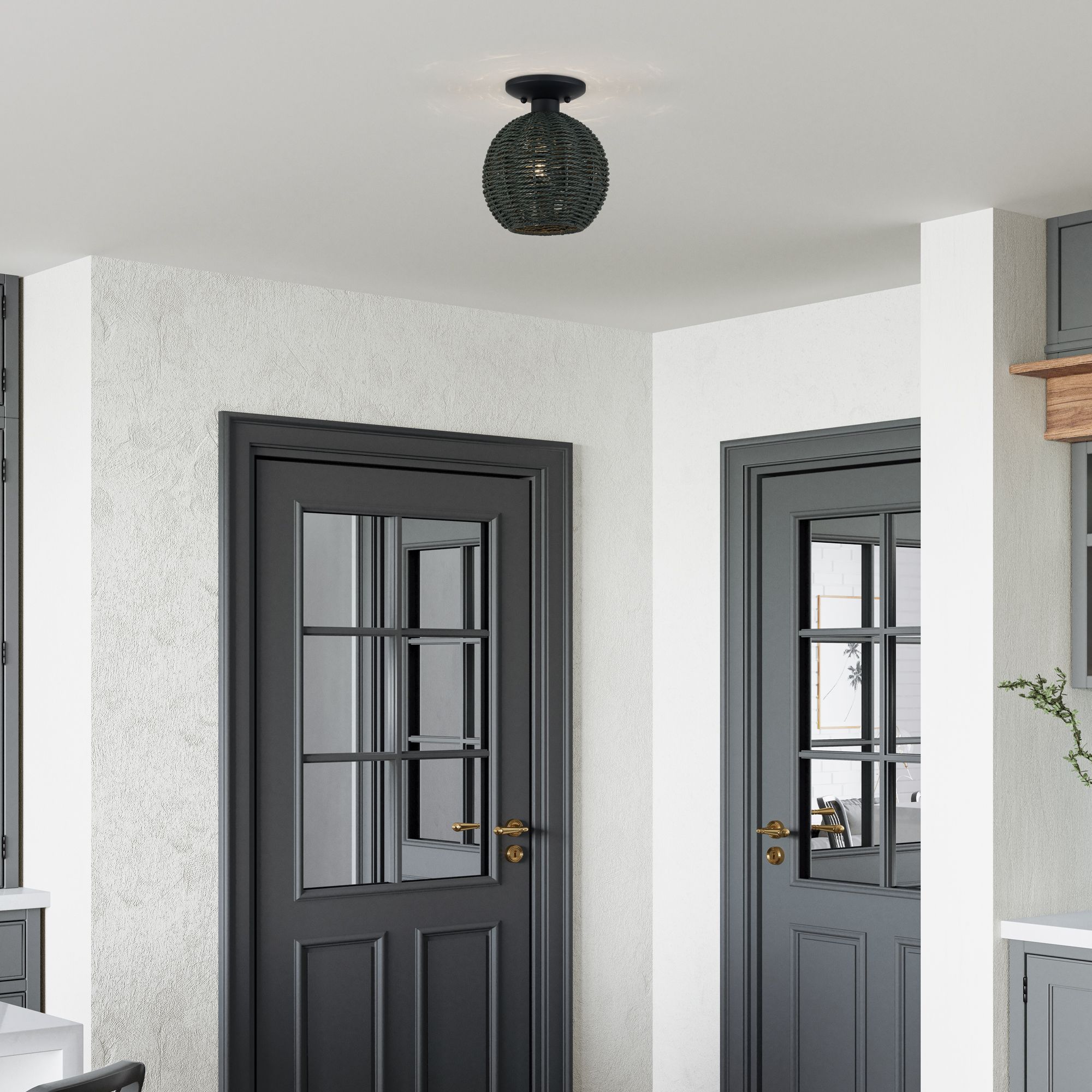 Image 7 Deluna 1 Light Black Small Semi-Flush more views