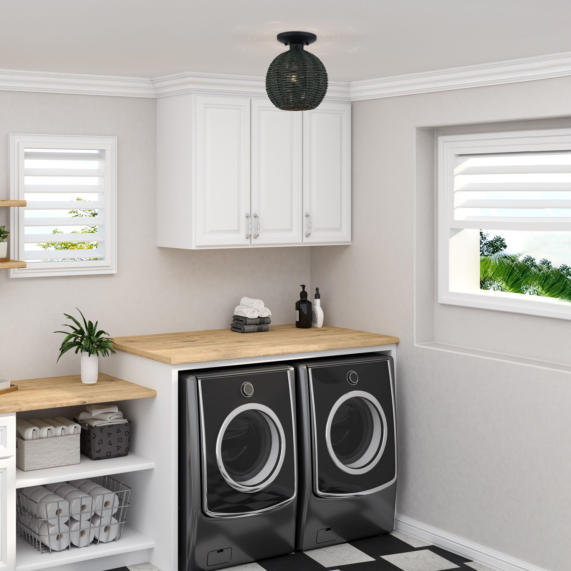 Deluna 1 Light Black Small Semi-Flush