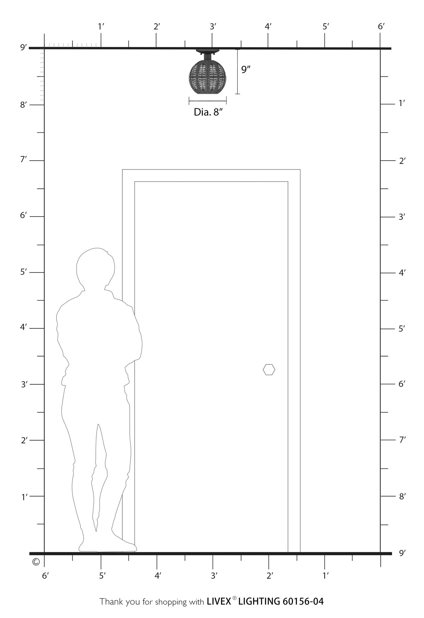 Deluna 1 Light Black Small Semi-Flush