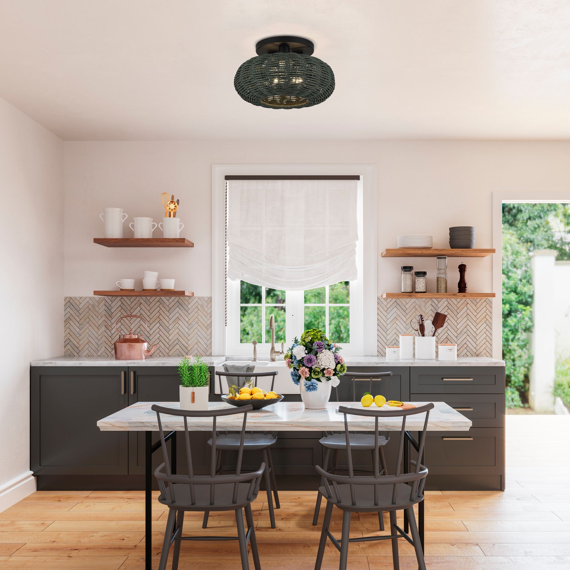 Deluna 3 Light Black Large Semi-Flush