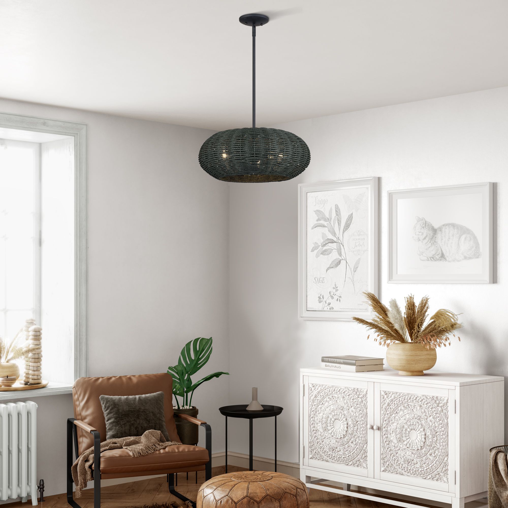 Deluna 3 Light Black Pendant Chandelier