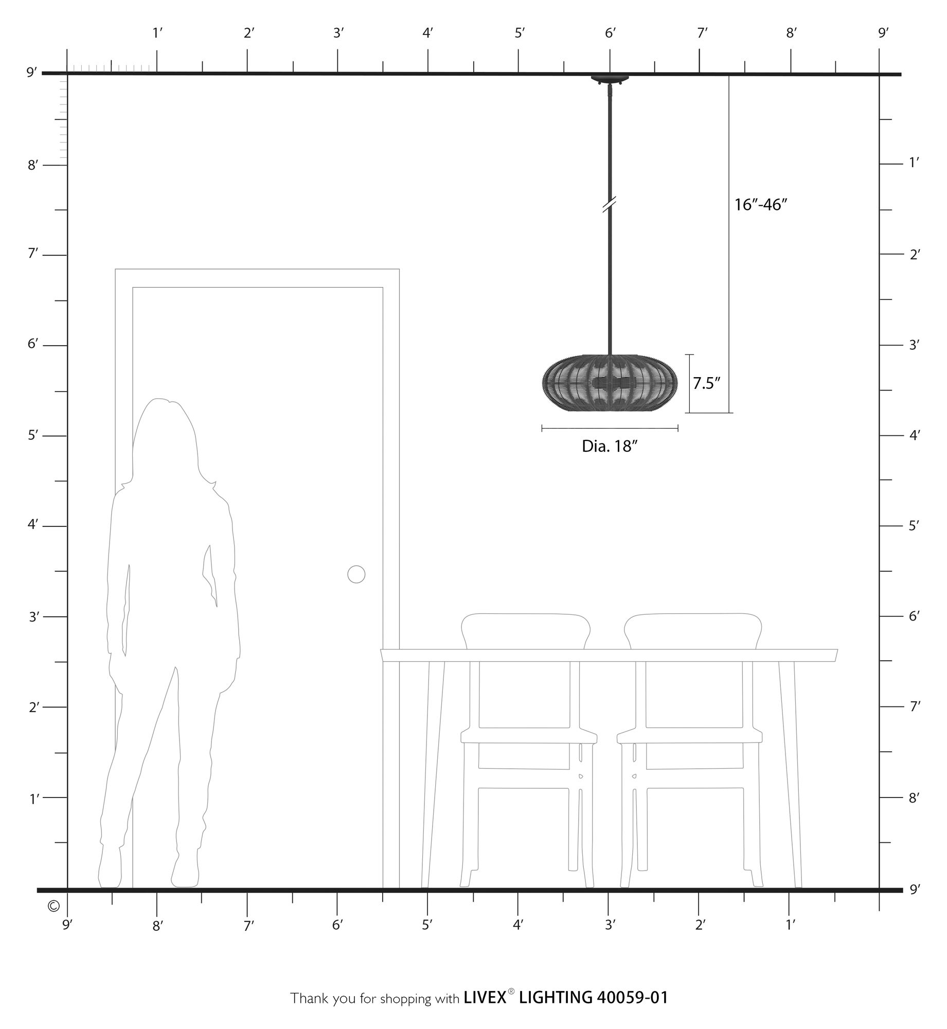 Deluna 3 Light Black Pendant Chandelier