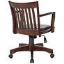 Deluxe Espresso Wood Adjustable Swivel Bankers Desk Chair