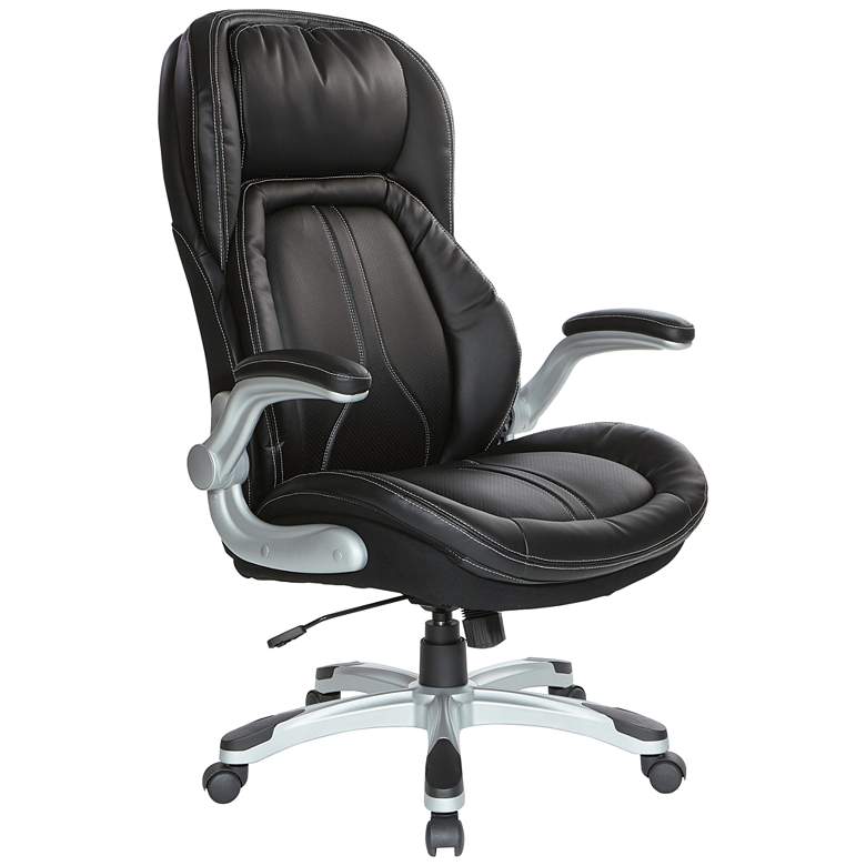 Image 1 Deluxe Executive Leather Black Swivel Office Chair