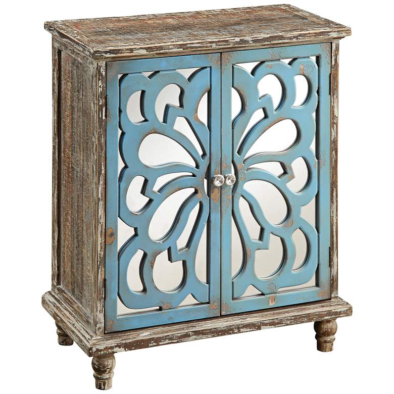 Image 1 Delvale 31 1/2 inch High Distressed Blue 2-Door Accent Chest