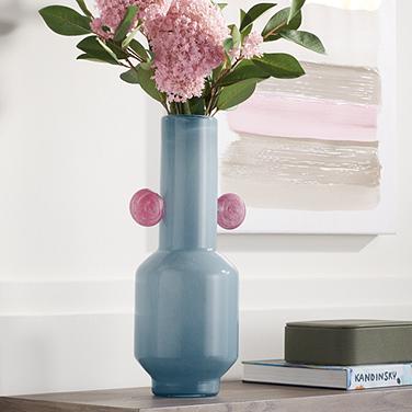 Delvin 16 1/4" High Blue and Pink Glass Decorative Vase
