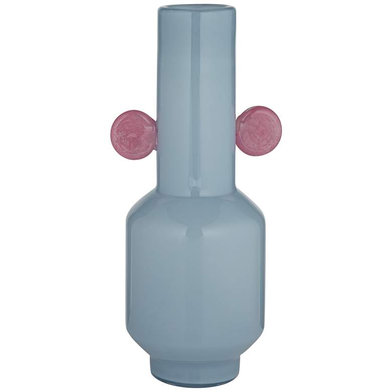 Image 3 Delvin 16 1/4" High Blue and Pink Glass Decorative Vase