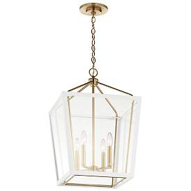 Image2 of Delvin 16" Wide Champagne Bronze and White 4-Light Pendant
