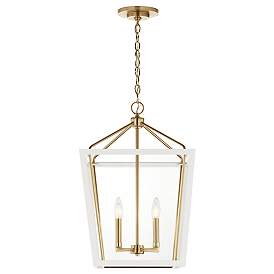 Image5 of Delvin 16" Wide Champagne Bronze and White 4-Light Pendant more views