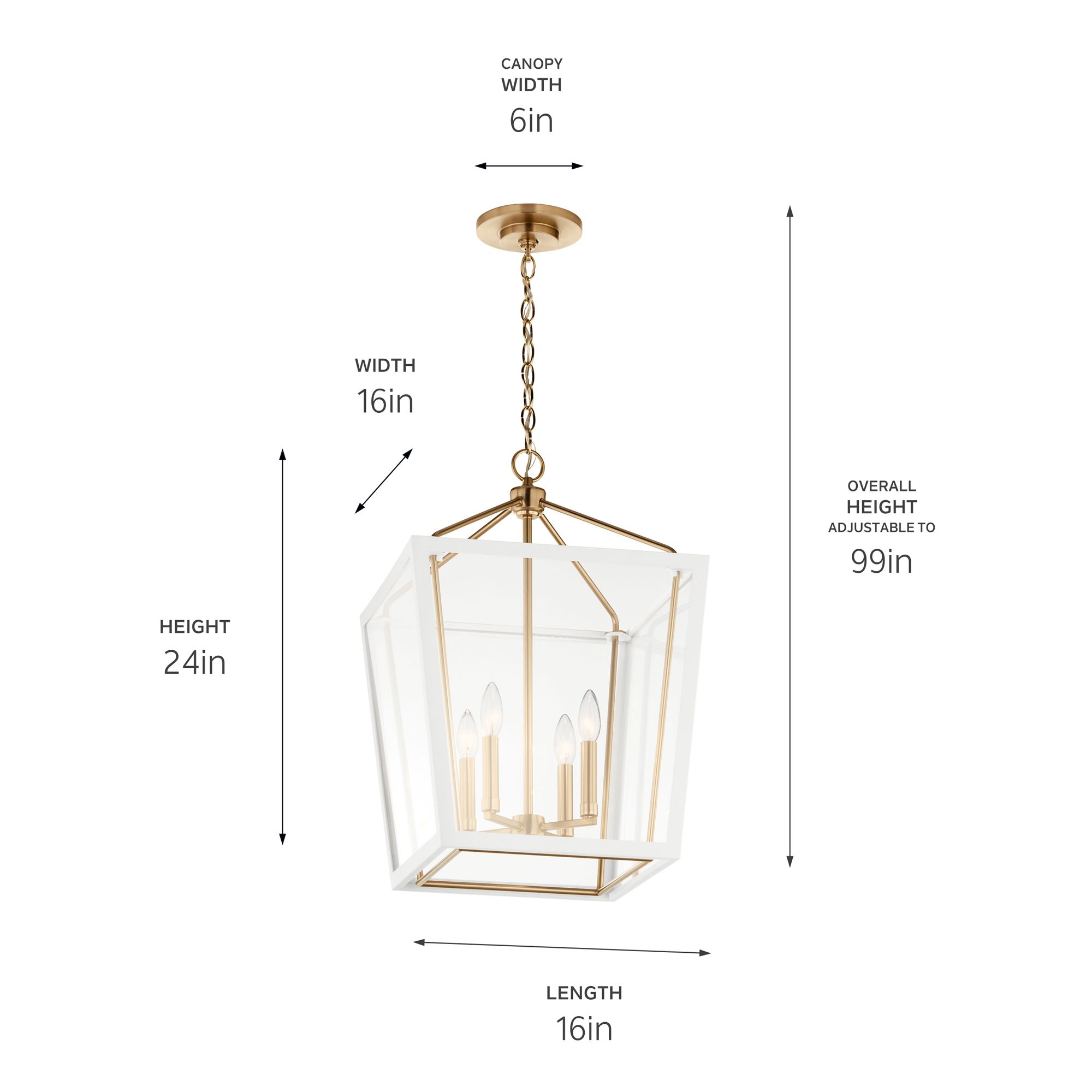 Delvin 16" Wide Champagne Bronze and White 4-Light Pendant