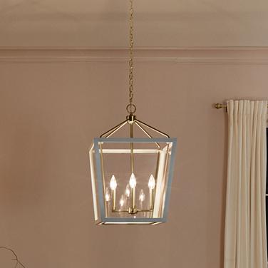 Delvin 16" Wide Champagne Bronze and White 4-Light Pendant