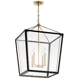 Image1 of Delvin 22 1/4"W Champagne Bronze and Black 4-Light Pendant