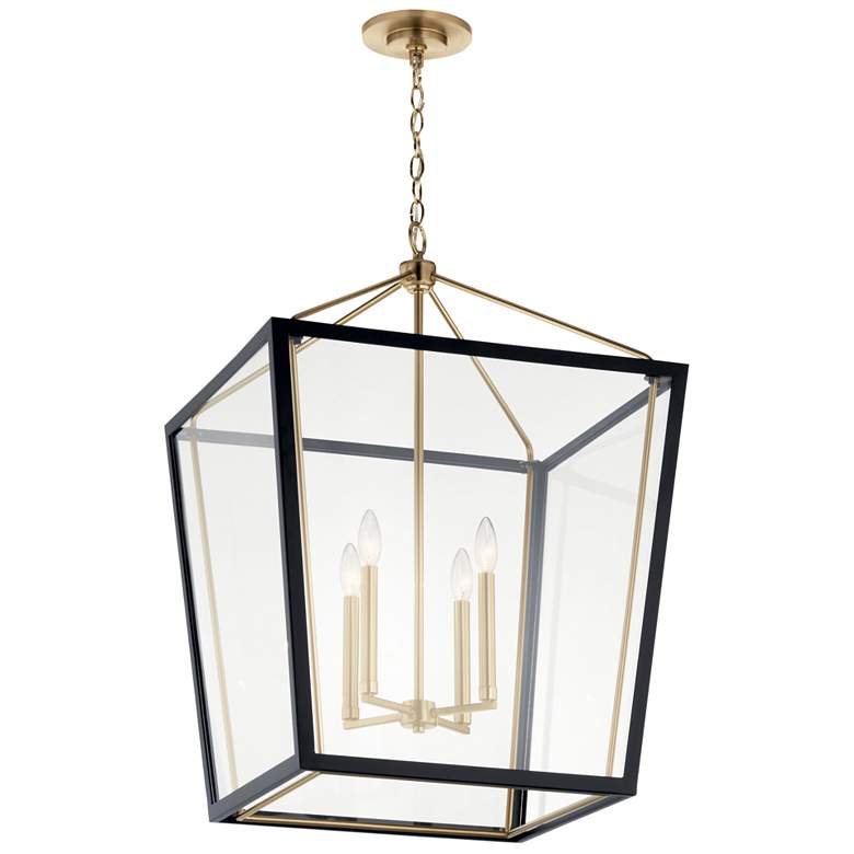 Image 1 Delvin 22 1/4"W Champagne Bronze and Black 4-Light Pendant
