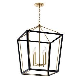 Image2 of Delvin 22 1/4"W Champagne Bronze and Black 4-Light Pendant more views