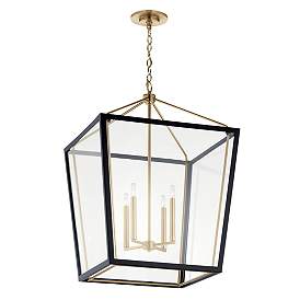Image3 of Delvin 22 1/4"W Champagne Bronze and Black 4-Light Pendant more views