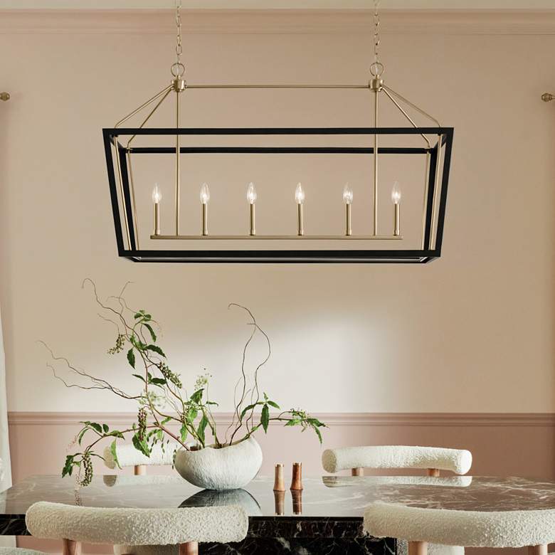 Image 6 Delvin 44 1/4"W Bronze and Black 6-Light Linear Chandelier more views